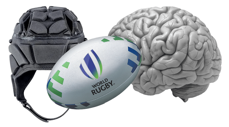 Brain and rugby helmet
