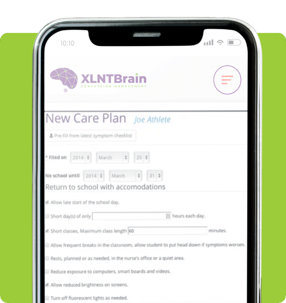 New care plan screen of app