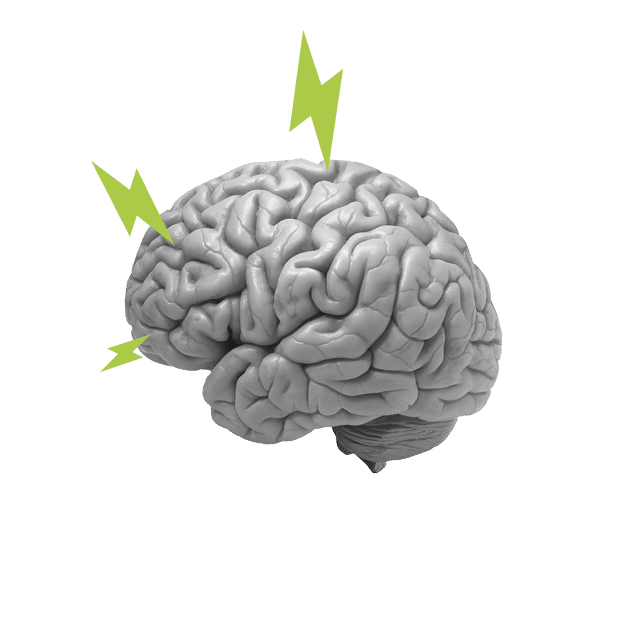 brain with lightnings